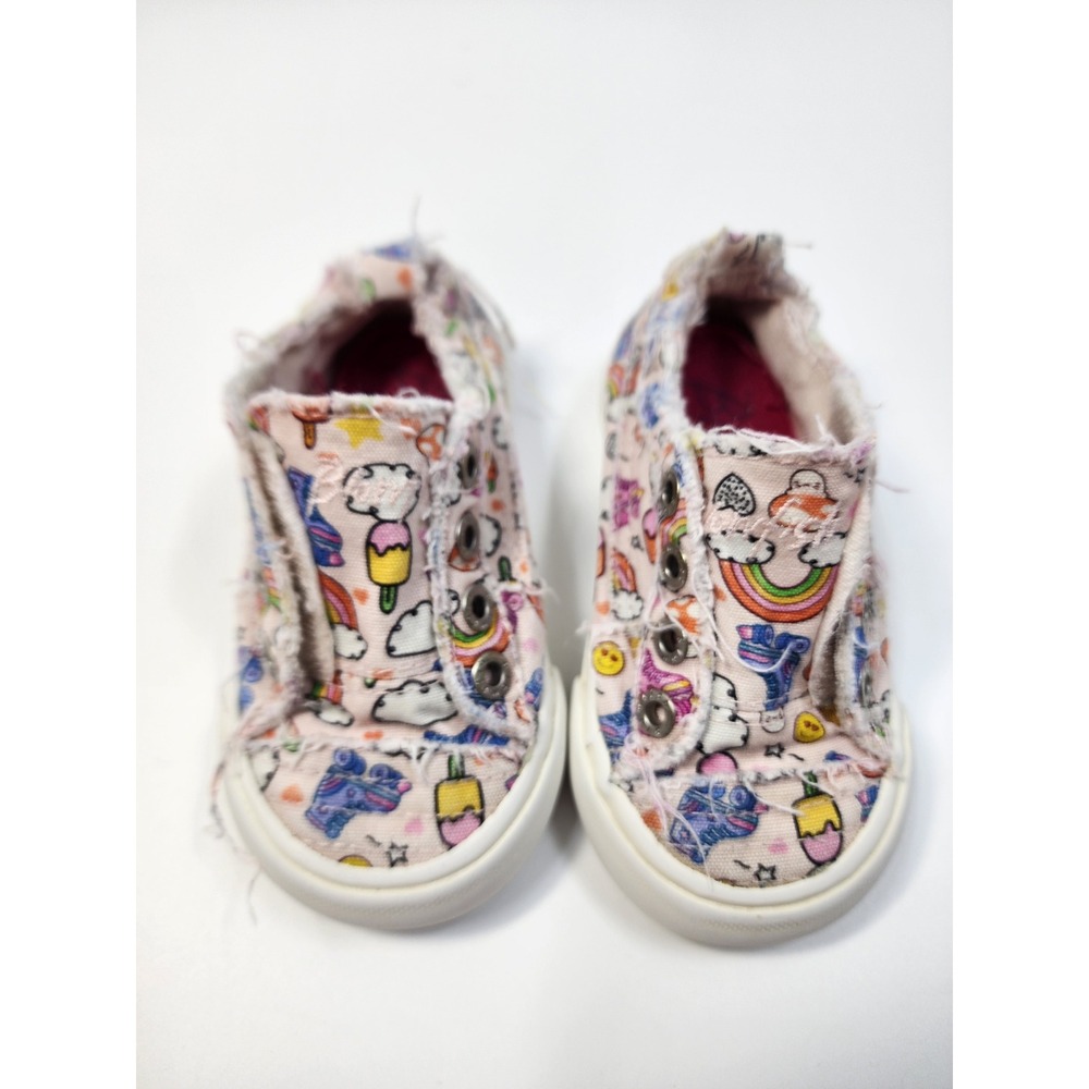 Blowfish Malibu Kids Play-K Slip On Sneakers Rainbow Unicorn Canvas Shoes Pink